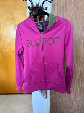 Burton Hot Pink Zip-Up Hooded Jacket with Olive Trim